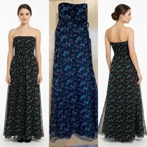 ROCHAS Strapless long dress - dragon fly pattern